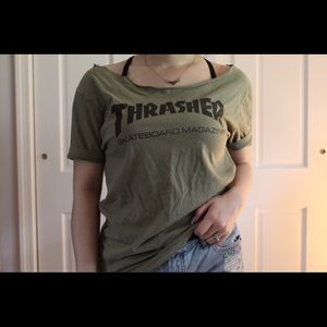 Army Green Thrasher Tee (Cut Neckline)